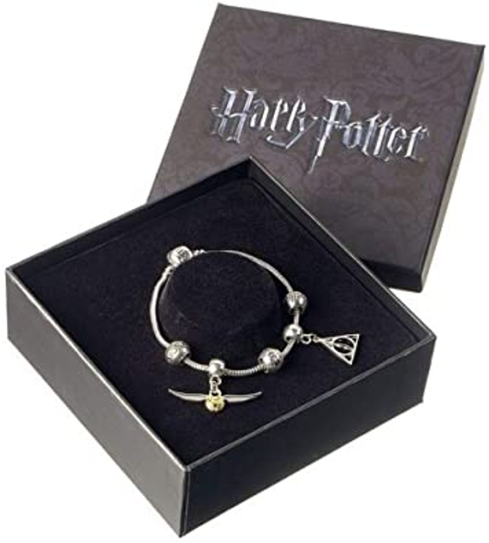 Product Harry Potter Pulsera negra con 3 cuentas de hechizos y 3 abalorios