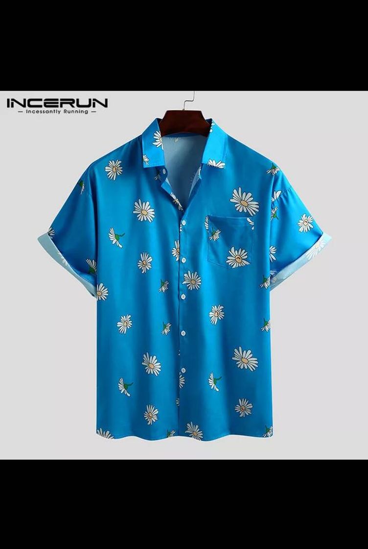 Fashion R$ 65,42  38%de desconto | Incerun flor impresso camisa masc