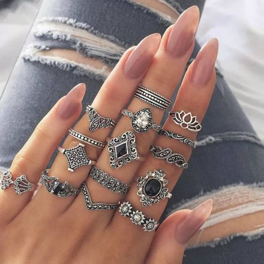 Set de anillos color plata