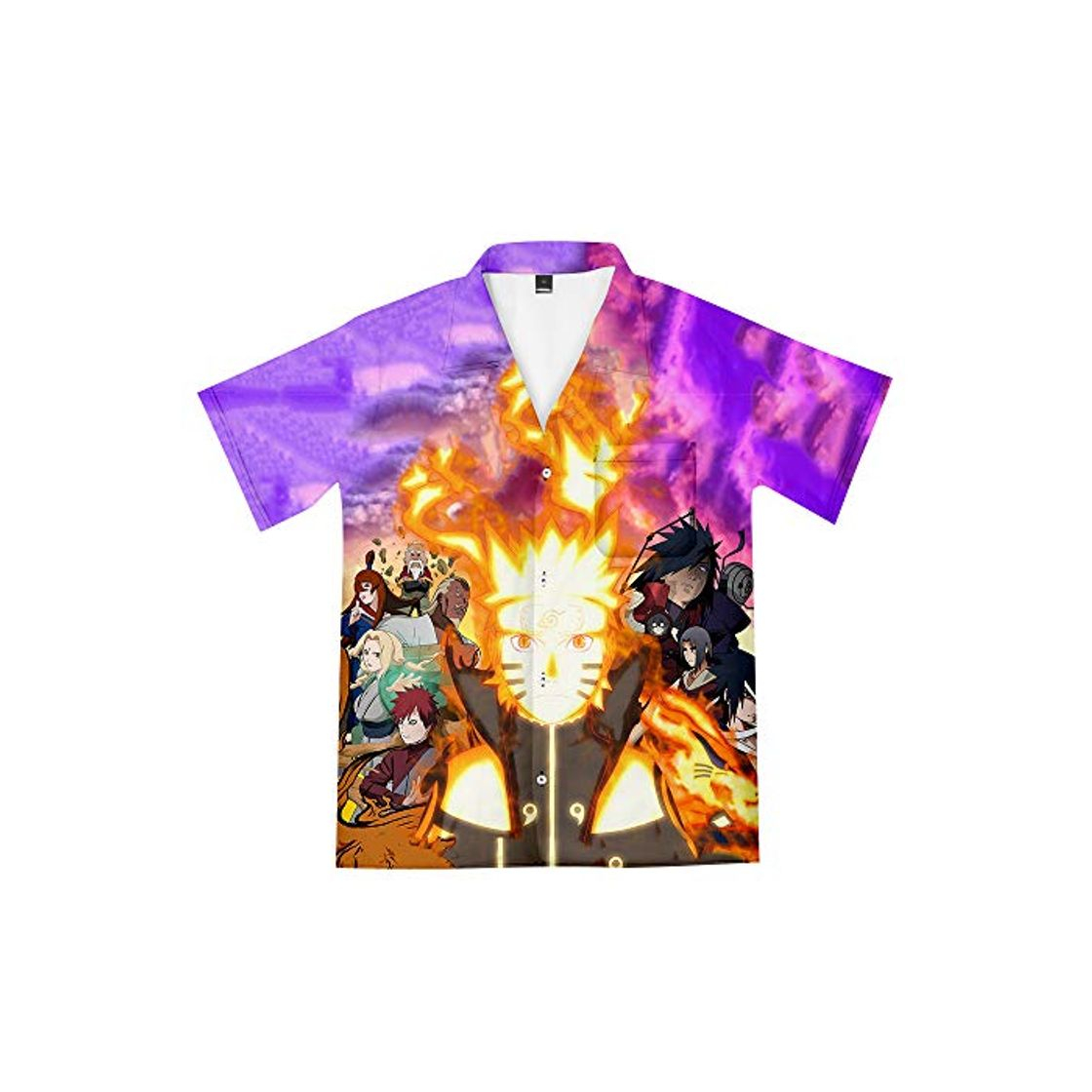 Fashion Naruto Camisa de Manga Corta Botón Bolsillo Delantero T