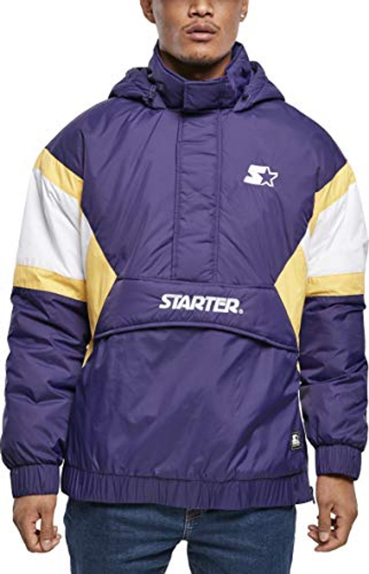 Moda STARTER BLACK LABEL Color Block Half Zip Retro Jacket Cortavientos, Arrancador Morado