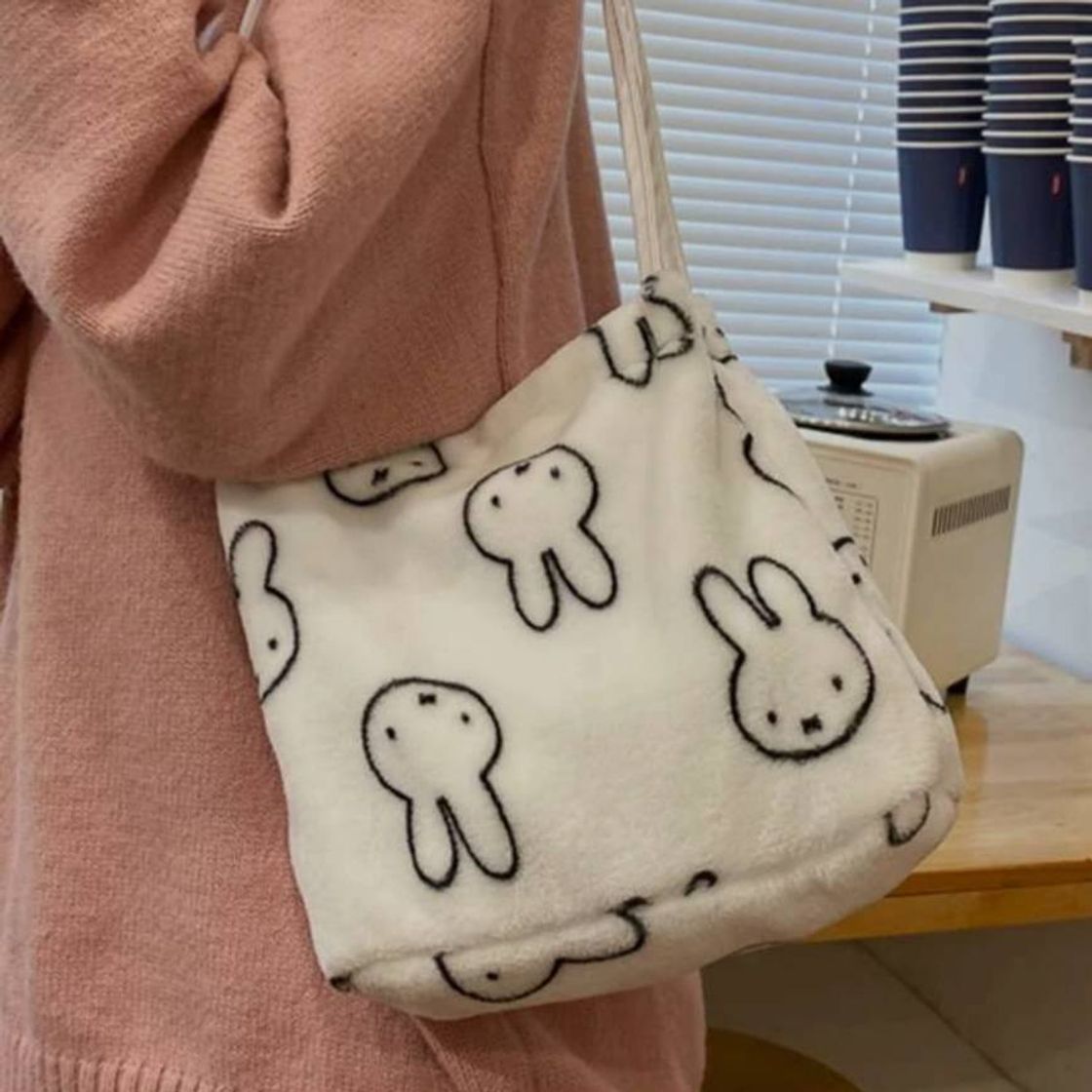 Fashion bolsa de ombro estampa coelinho de pelúcia