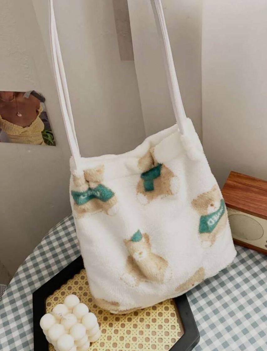 Moda bolsa pelúcia estampa urso 🧸