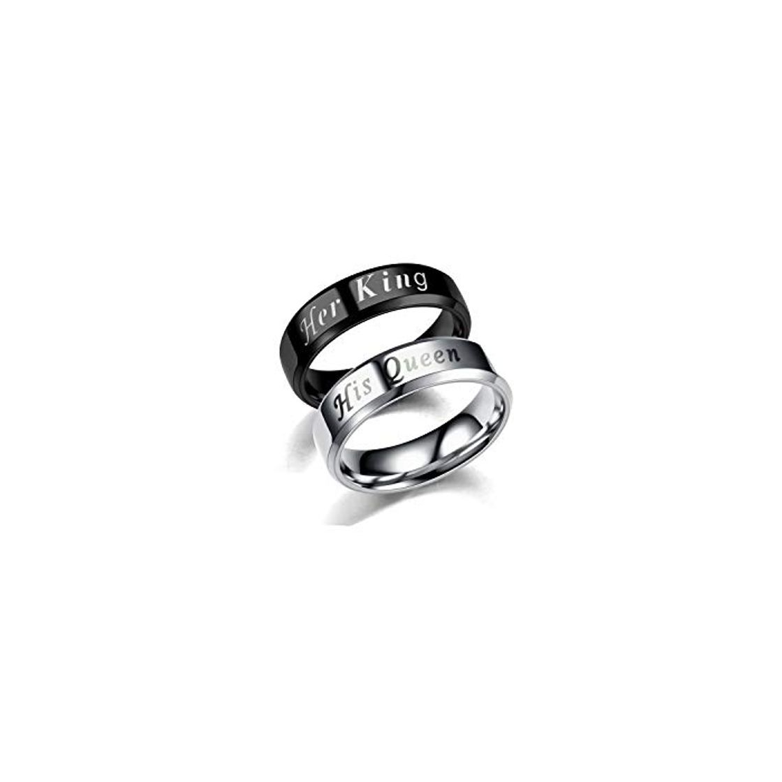 MAGIIE 2PCS Anillo de Pareja de Acero Inoxidable - Her King His