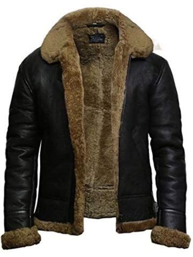 Men Aviator Real Shearling Sheepskin Leather Jacket 