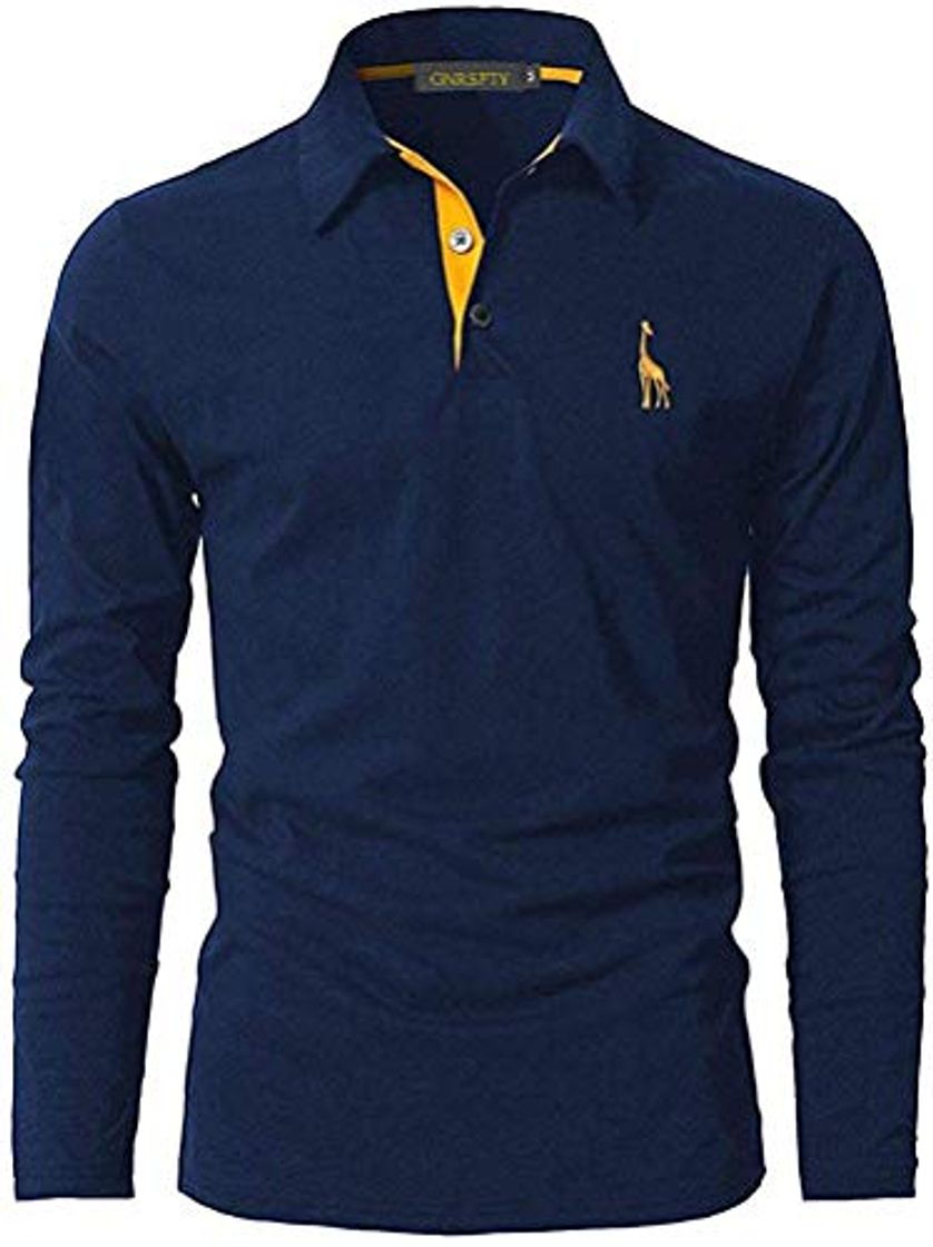 Moda GNRSPTY Polo Manga Larga Hombre Algodon Slim Fit Camiseta Colores de Contraste