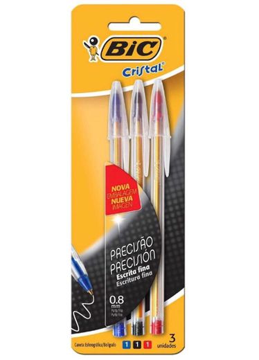 Caneta Esferográfica BIC Cristal Precisão, 3 Cores