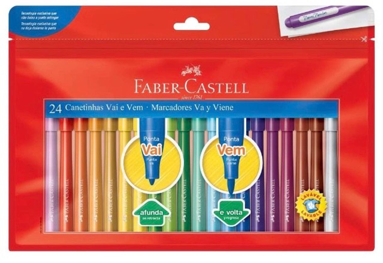 Fashion Canetinha Ponta Vai e Vem 24 Cores, Faber-Castell