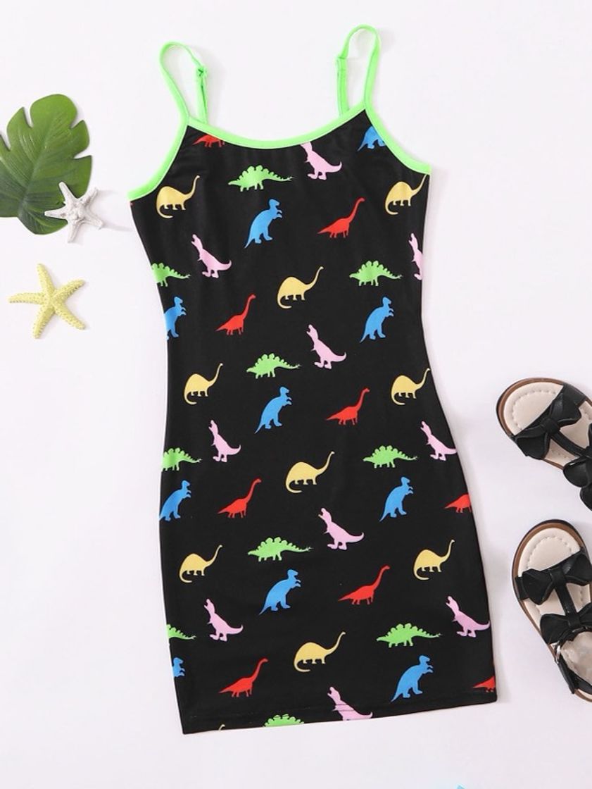 Moda Vestido infantil de dinossauro 