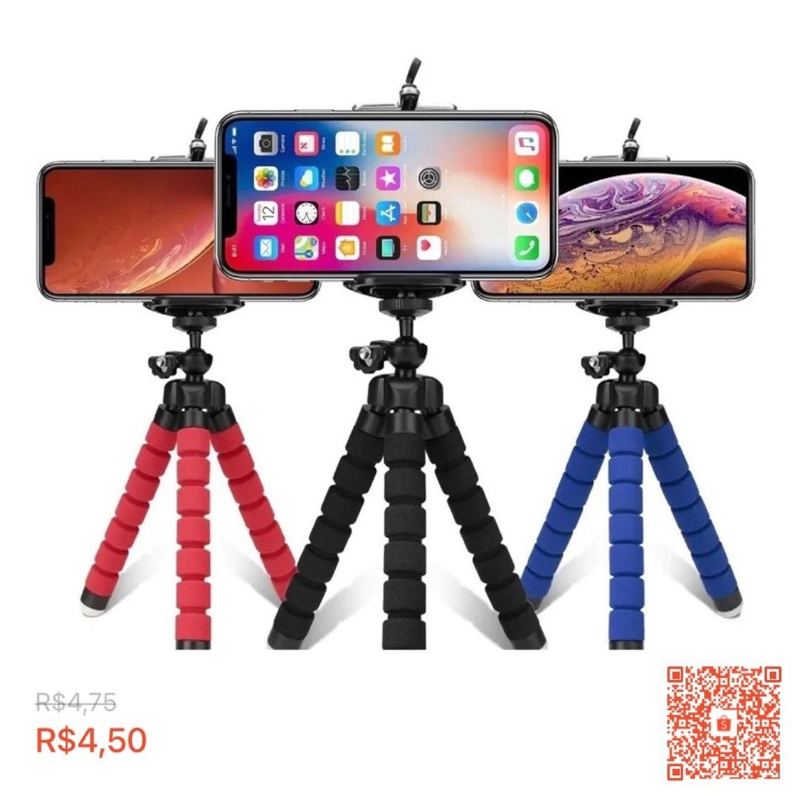 Moda Mini Suporte Tripe De Mesa Para Celular Gira 360º (R$4,50)