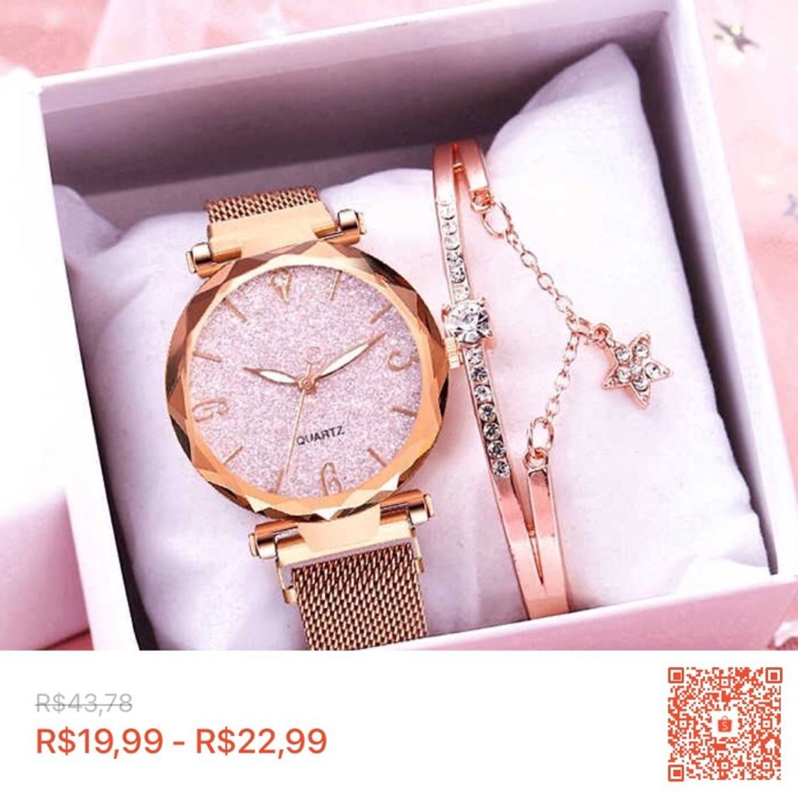 Moda Conjunto De Relógio Feminino + Pulseira (R$19,99)