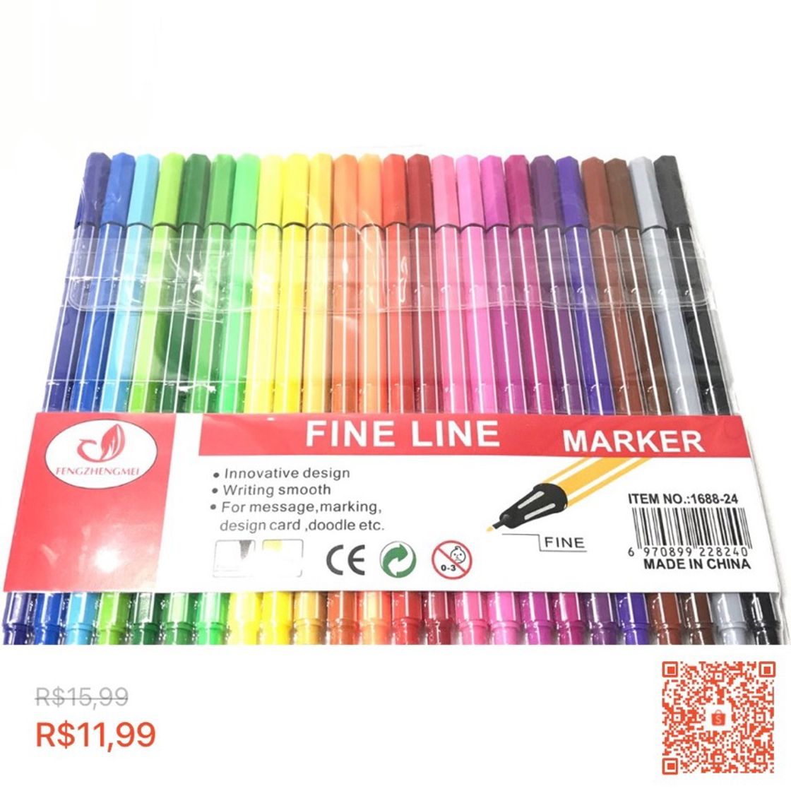 Fashion Kit com 6/12/24 cores Canetas Fine Line Stabilo (R$11,99)