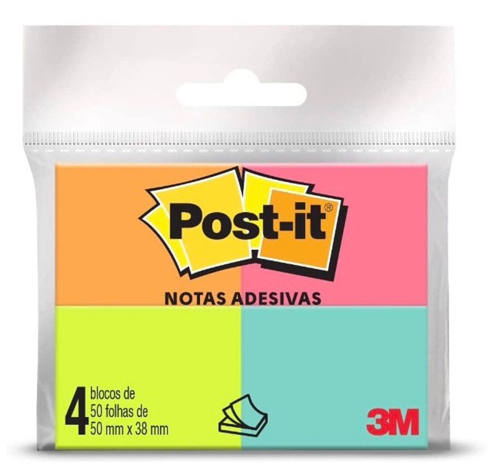 Moda Post-it, 4 Blocos, Multicor, 50 folhas cada R$7,80