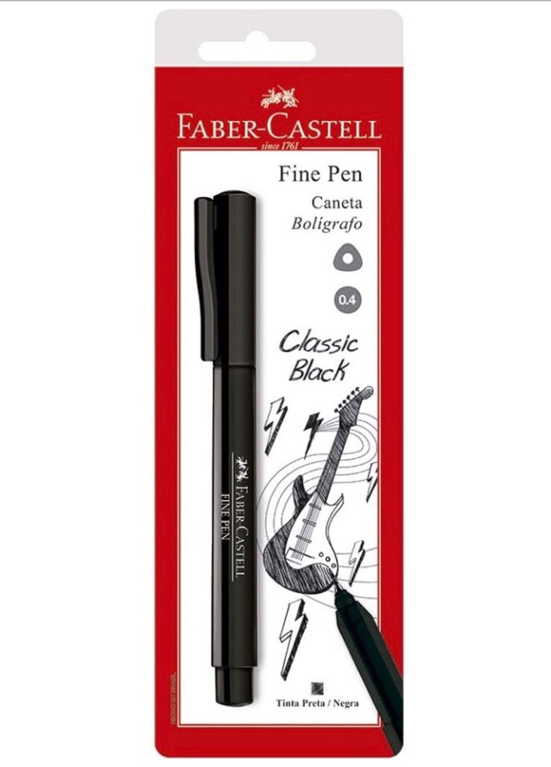 Moda Caneta Ponta Fina, Faber-Castell, Preta, R$6,40