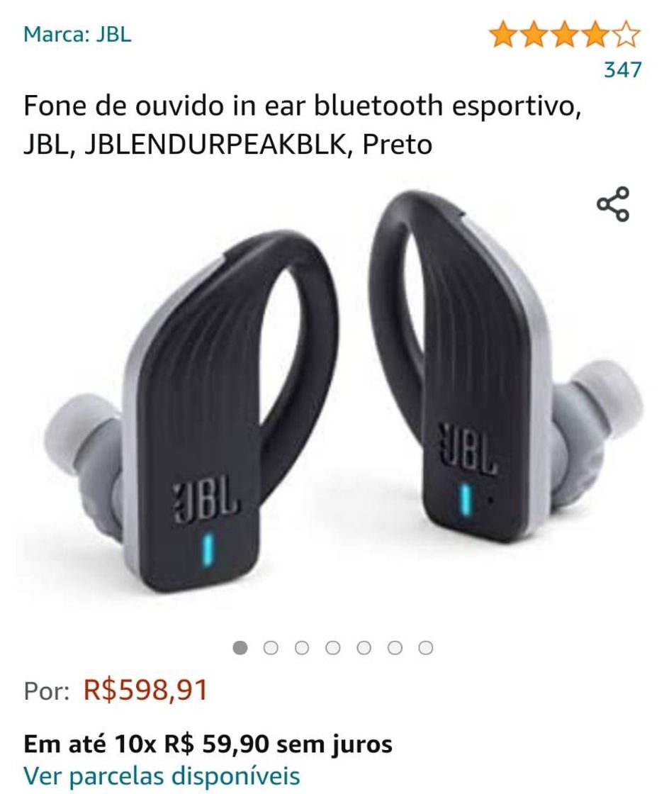 Moda Fone de ouvido in ear bluetooth esportivo, JBL, 