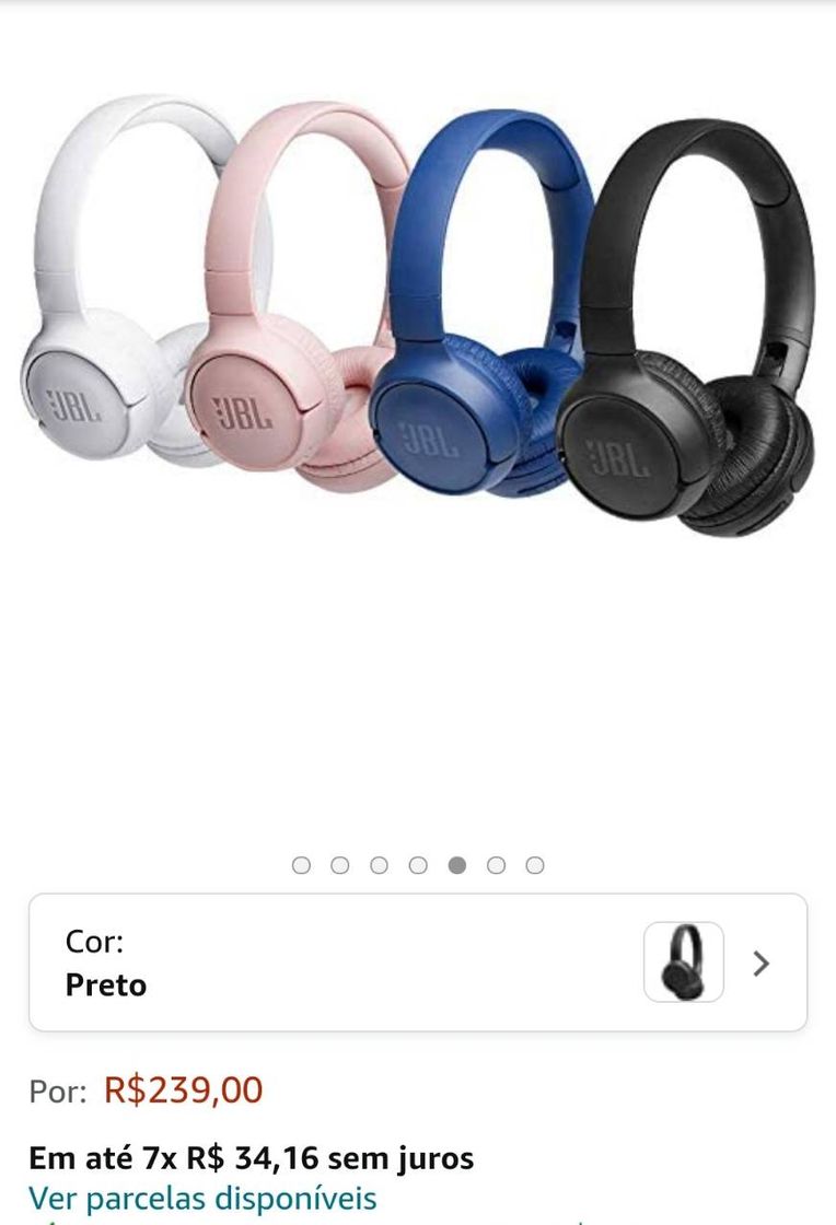 Moda Fone de Ouvido on Ear Bluetooth, Tune 500, JBL, Preto