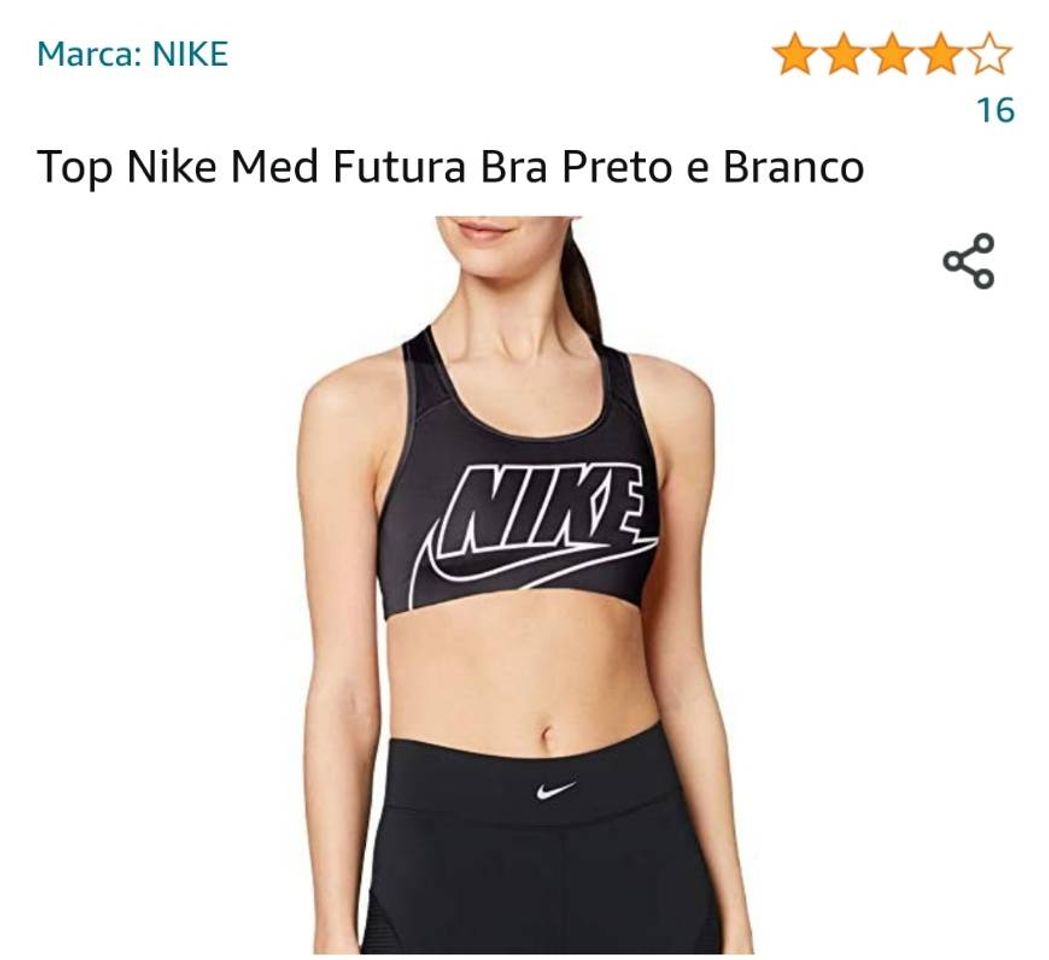 Moda Top Nike Med Futura Bra Preto e Branco

