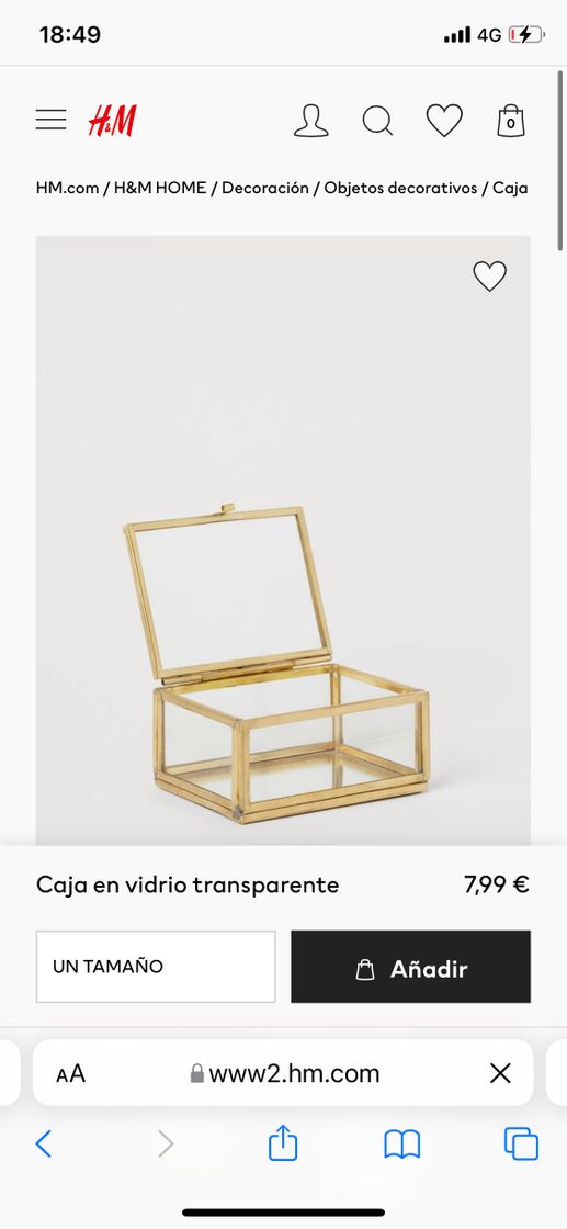 Moda Caja en vidrio transparente pequeña