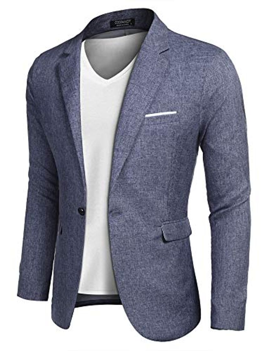 Fashion MAXMODA Blazer Hombre Slim Fit Chaqueta Blazer Casual Botón Azul Marino