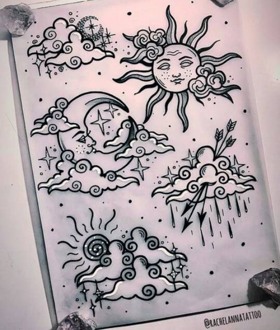 Moda Tatuagem sol e lua, celestials