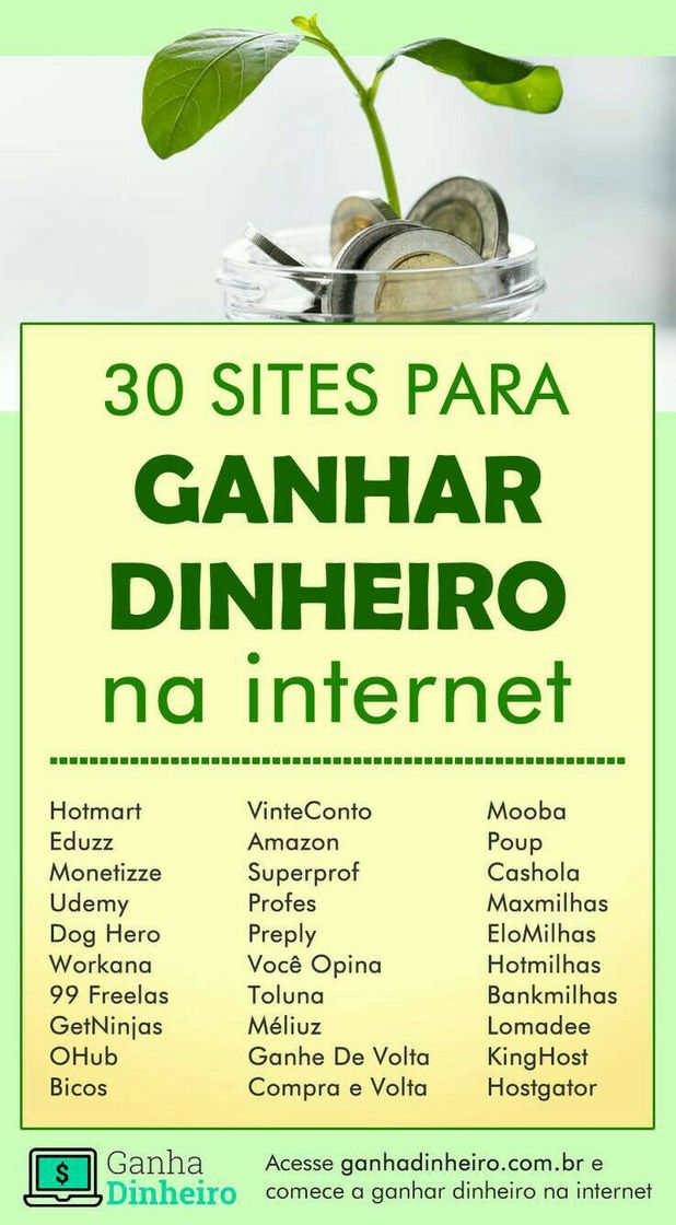 Fashion 30 sites para ganhar dinheiro 