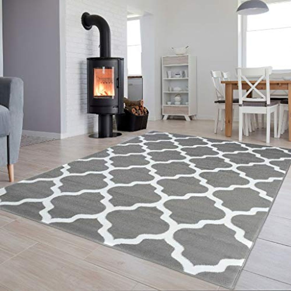 Social Tapiso Collection Luxury Alfombra de salón Dormitorio Moderno Color Gris Oscuro de
