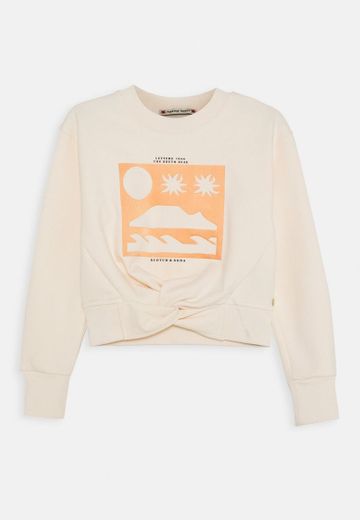 Scotch & Soda Cropped Sweat with Knot Detail and Theme Artworks Sudadera