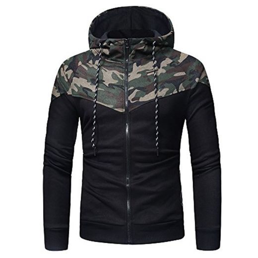 Overdose Camuflaje De Manga Larga con Capucha De ImpresióN Sudadera con Capucha Tops Chaqueta Abrigo Negro Outwear LiquidacióN Encapuchado para Hombres