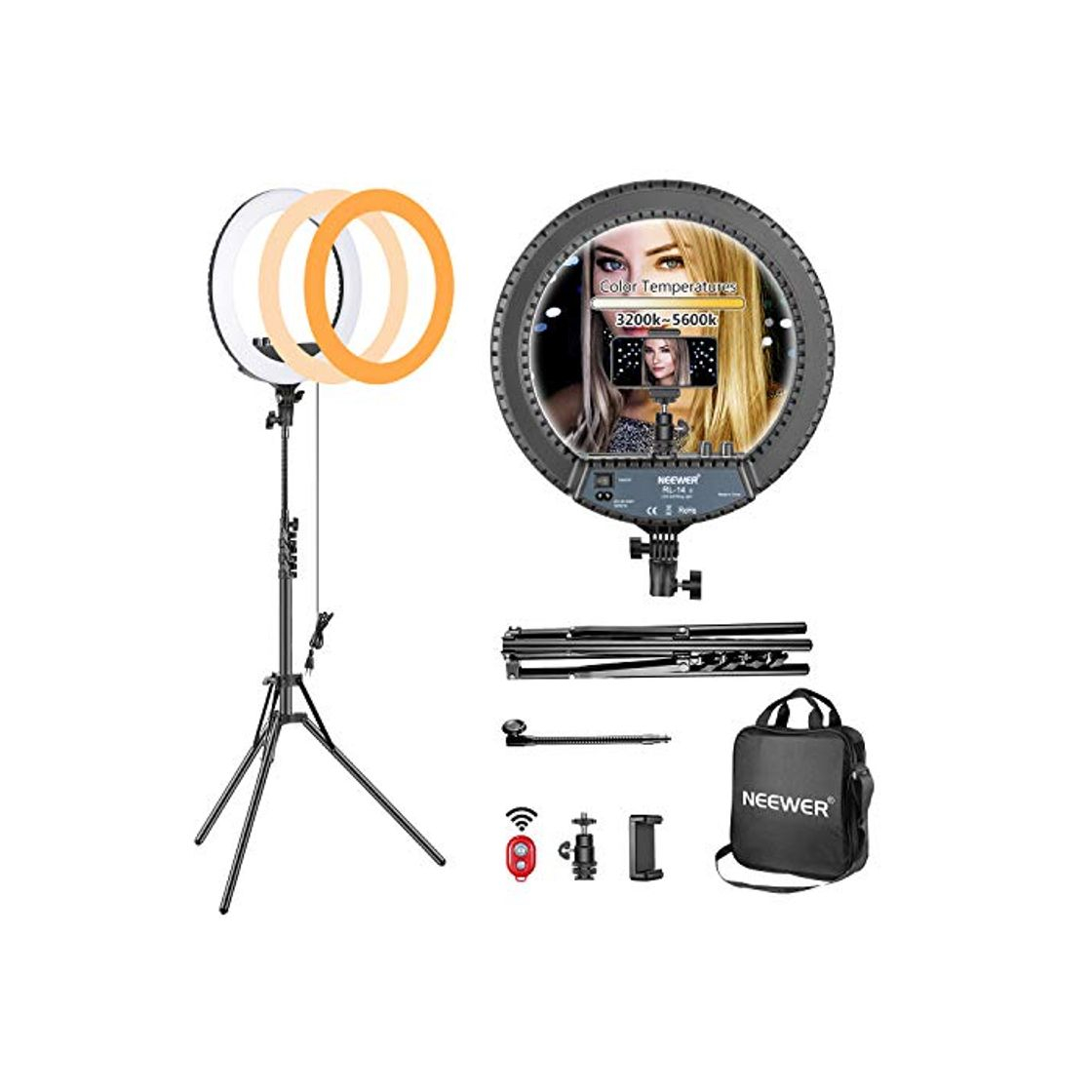 Social Neewer 36cm Kit de Luz LED Anular Regulable, Incluidos