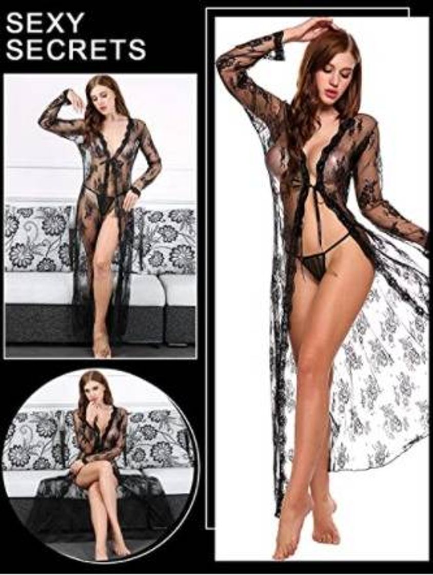 Moda Lingerie para mulheres, sexy, vestido longo 
de renda.