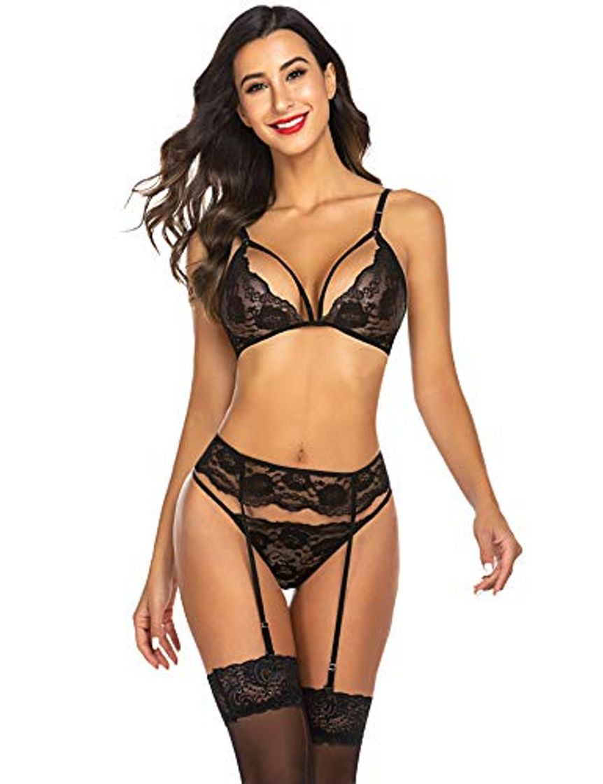 Social ADOME Medias Liguero Sexy Mujer Lencería de Noche Ropa Interior con Tanga y Liga