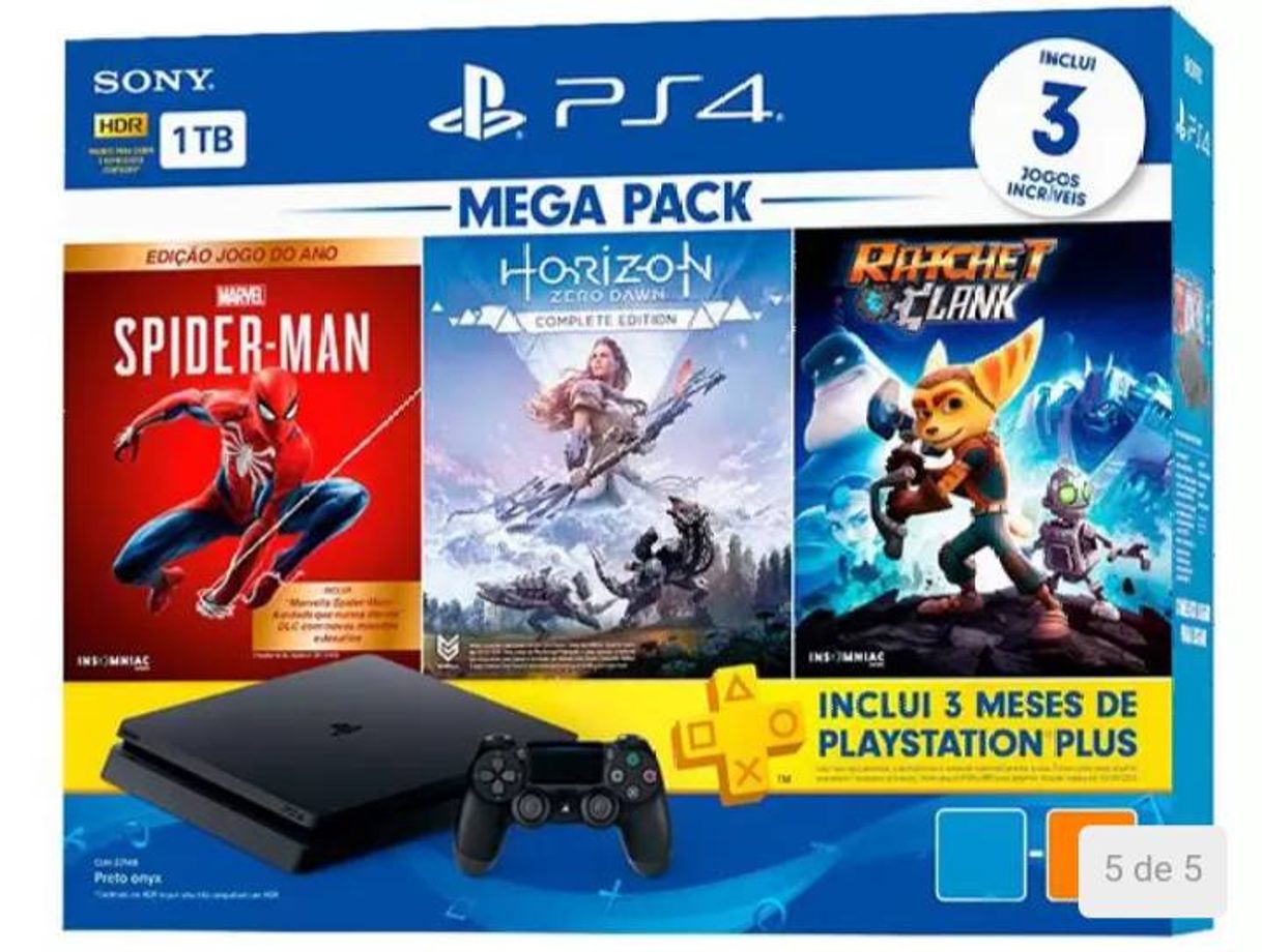 Fashion PlayStation 4 Mega Pack V15 1TB 1 Controle Preto - Sony