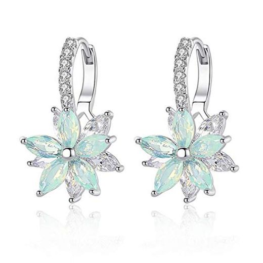 Pendientes mujer Pendientes plata con flor Cubic Zirconia Crystal Clip en pendientes