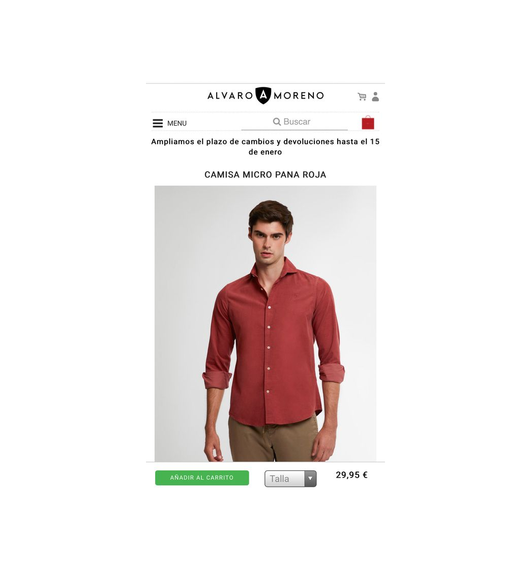 Fashion Camisa Micro Pana Roja