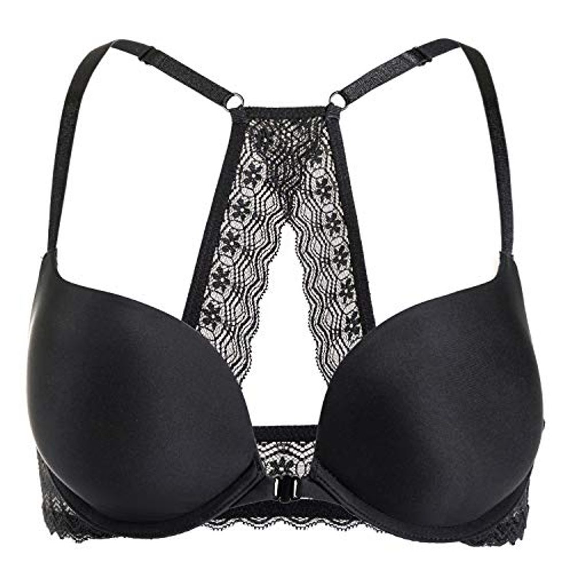 Fashion DOBREVA Sujetador Invisible Push Up con Aros con Relleno para Mujer Negro 85E