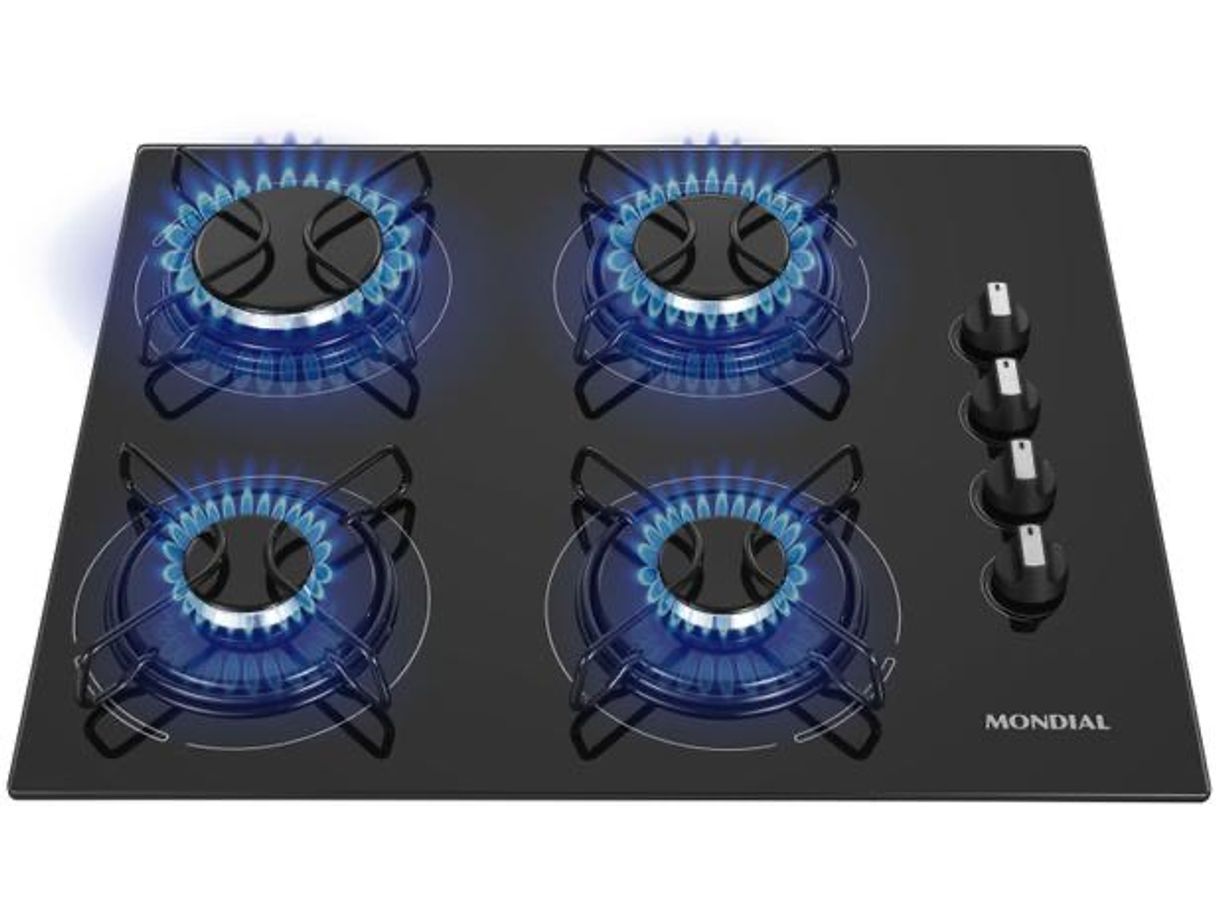 Fashion Cooktop 4 Bocas Mondial a Gás GLP Preto