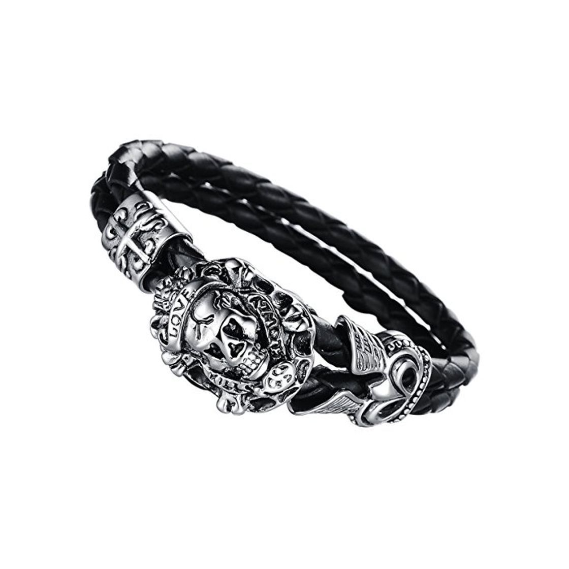 Fashion Cupimatch Pulsera Hombre Acero Inoxidable Cráneo Brazalete Calavera Punk Rock Regalo para Hombre