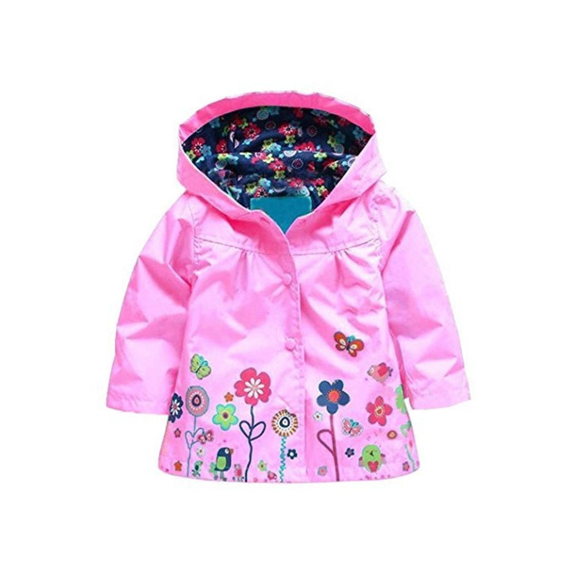 Products Arshiner Impermeable Chaqueta con Capucha de Manga Larga con bordado de flores