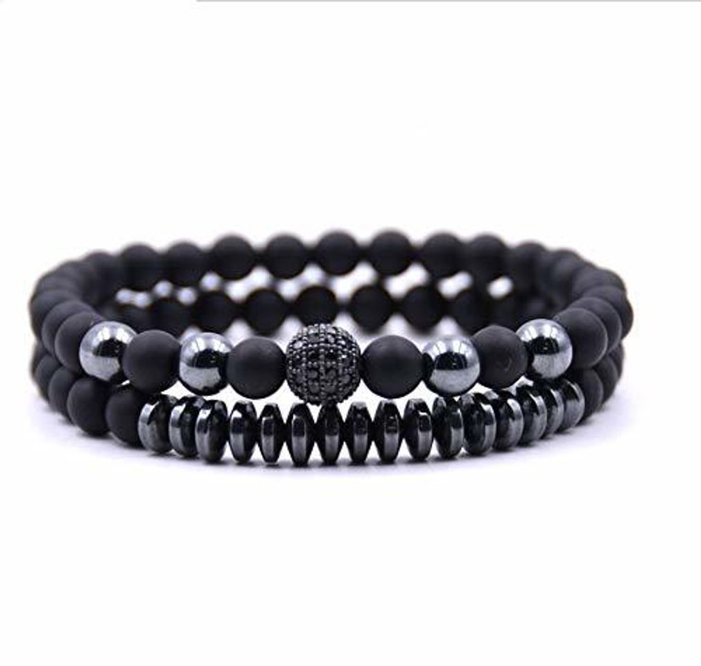 Moda zmnbaa 6 Mm Cuentas De Piedras Naturales Pulsera 2 Piezas para Mujer