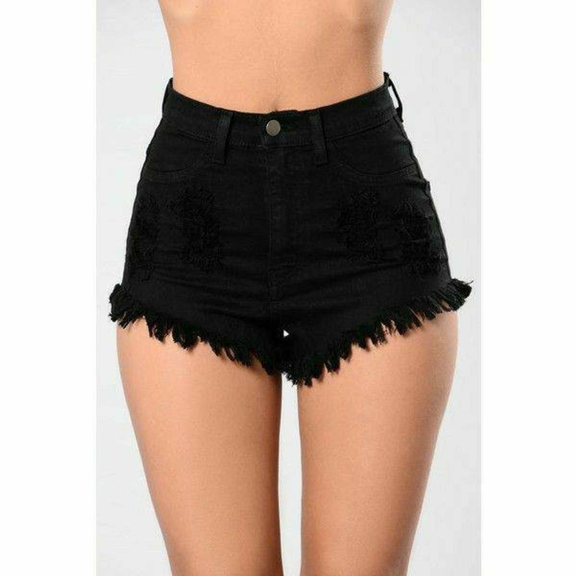 Moda shorts jeans preto 