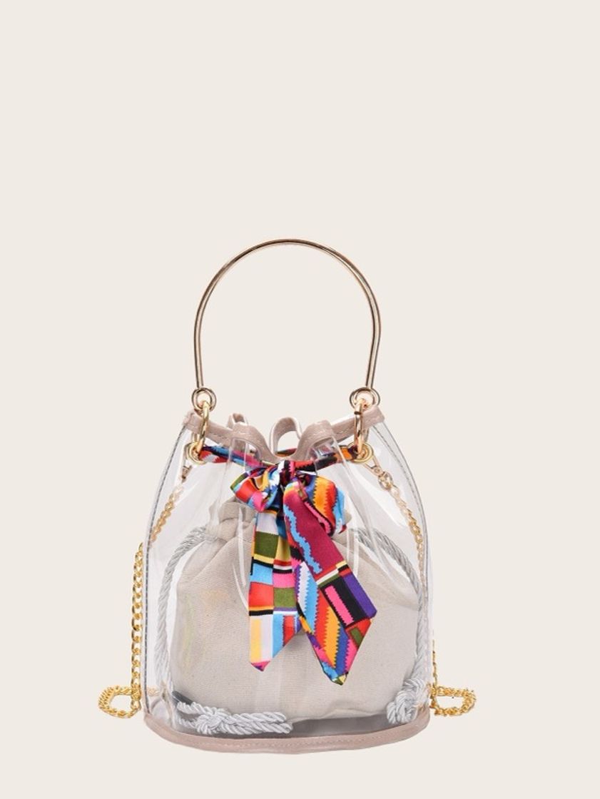 Social Bolso de cadena con pañuelo y bolsillo interior. 