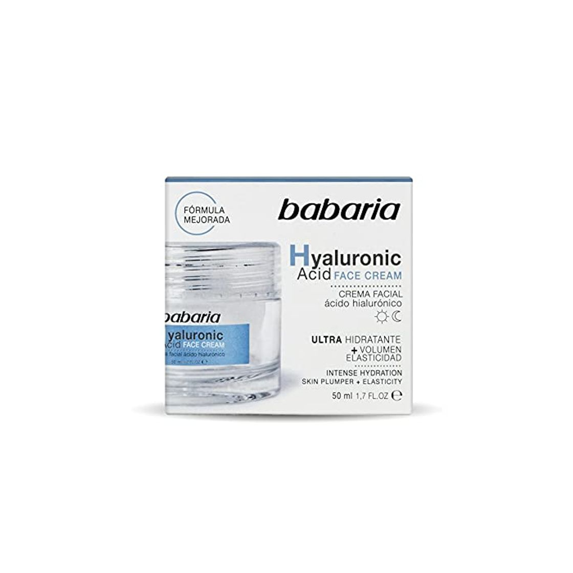 Belleza BABARIA, Crema facial con ácido hialurónico, 50 ml, Blanco