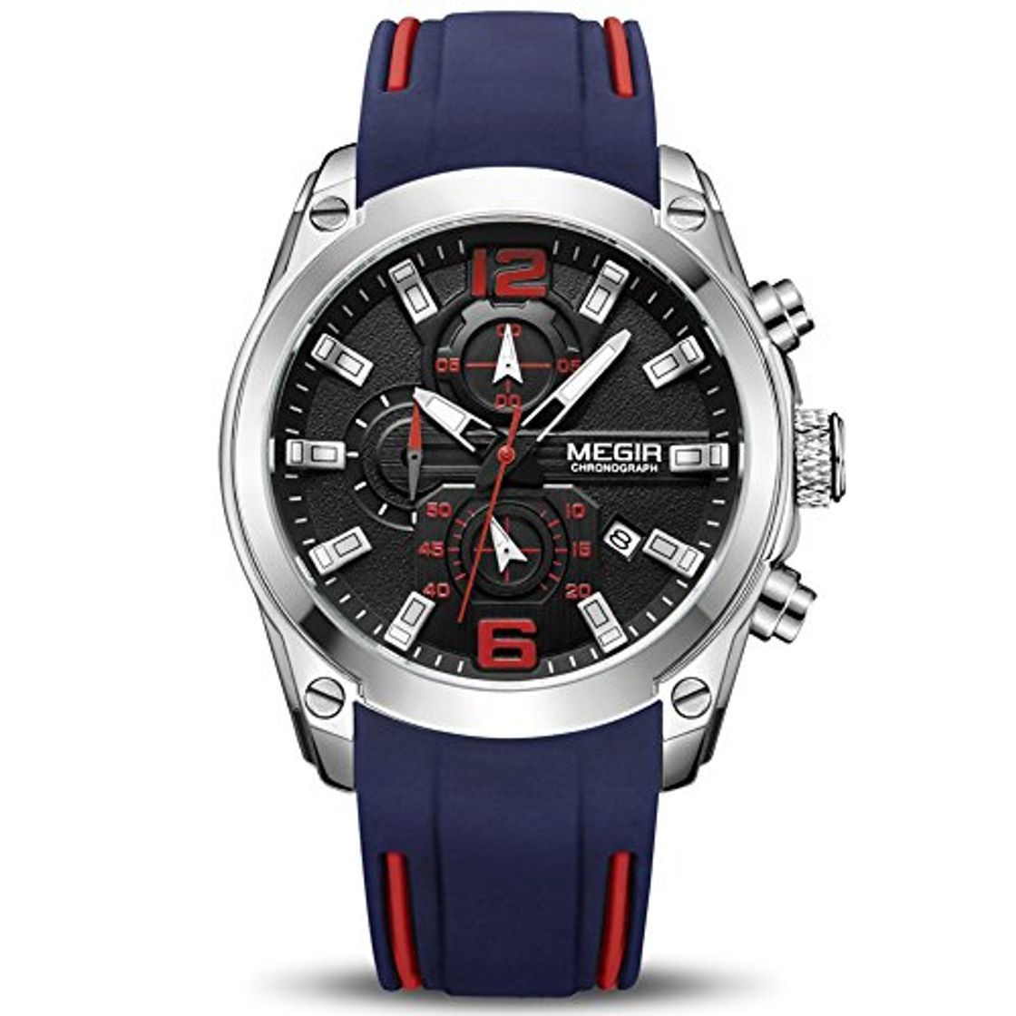 Lugar Hombre Relojes Moda Impermeable Silicona Cronógrafo Relojes Negocios Analogicos Cuarzo Relojes Clásico