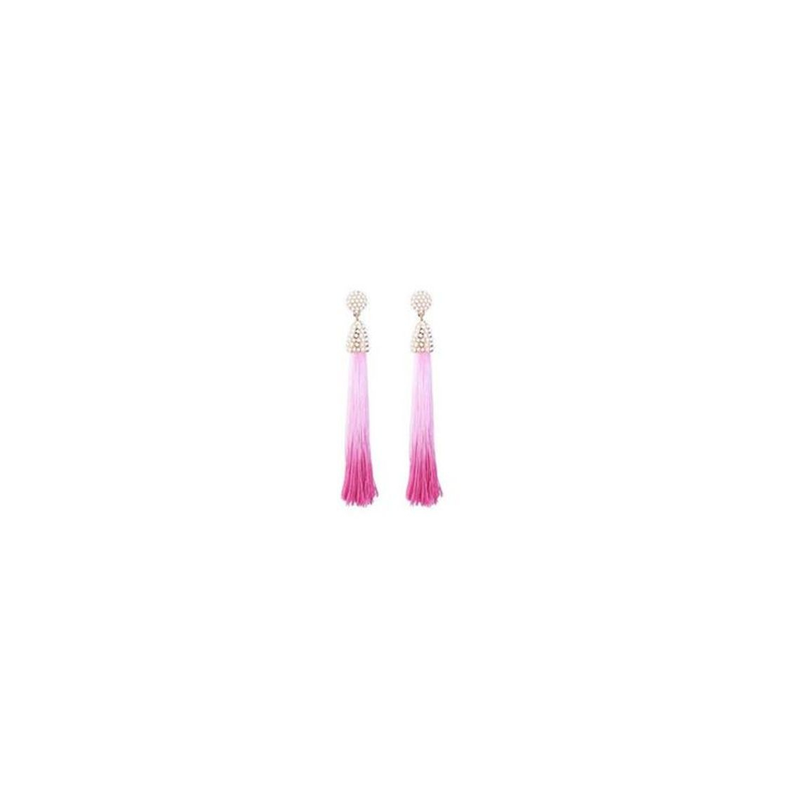 Fashion ZHWM Aretes Pendientes De clip Aros Pendientes Rosados ​​Largos De La Borla Que Cuelgan Los Pendientes De Gota Redondos De La Perla De Imitación Joyería De Las Mujeres Brincos