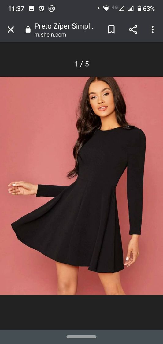 Moda Zipper Back Solid Flare Dress | SHEIN USA