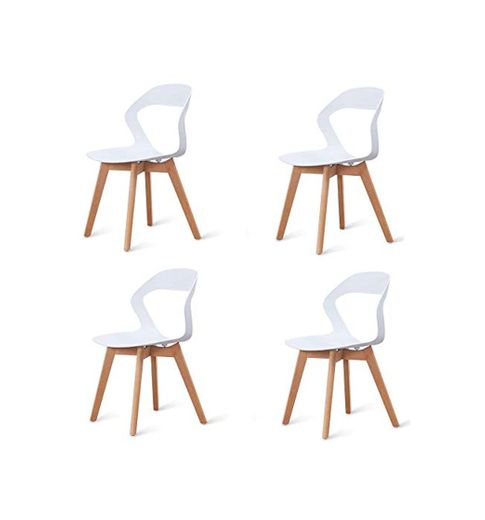 BAOU 4 cadeiras de Mesa com encosto de plástico Moderno e Moderno
