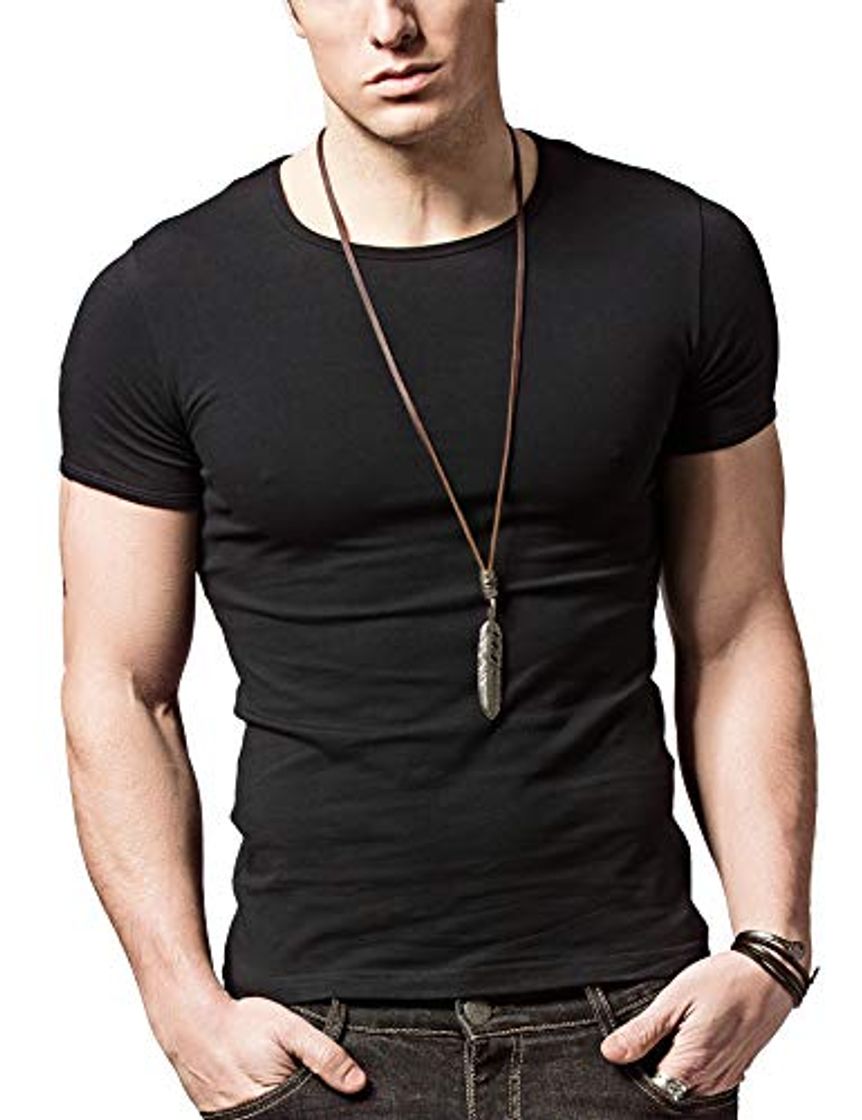 Social XDIAN Hombre Camisetas Sports Men Pure Color T-Shirt Cotton Short Sleeve Athletic