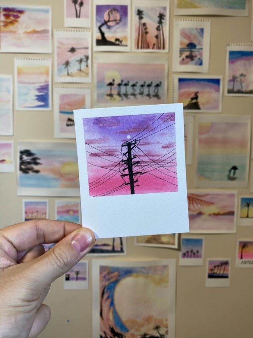 Social aquarela estilo polaroid