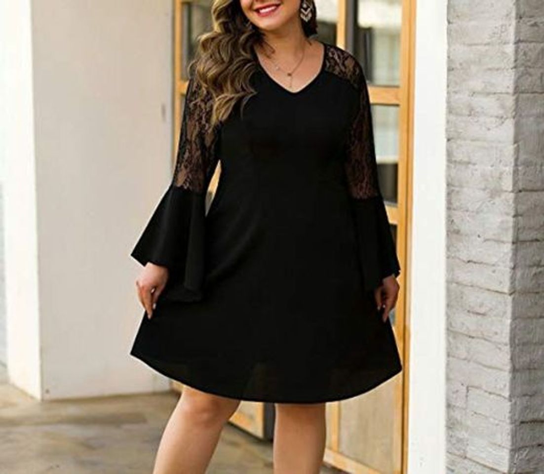 Social XIANGL Vestidos de Cocktail de Mujer Talla Grande Conjunto de cócteles Negro