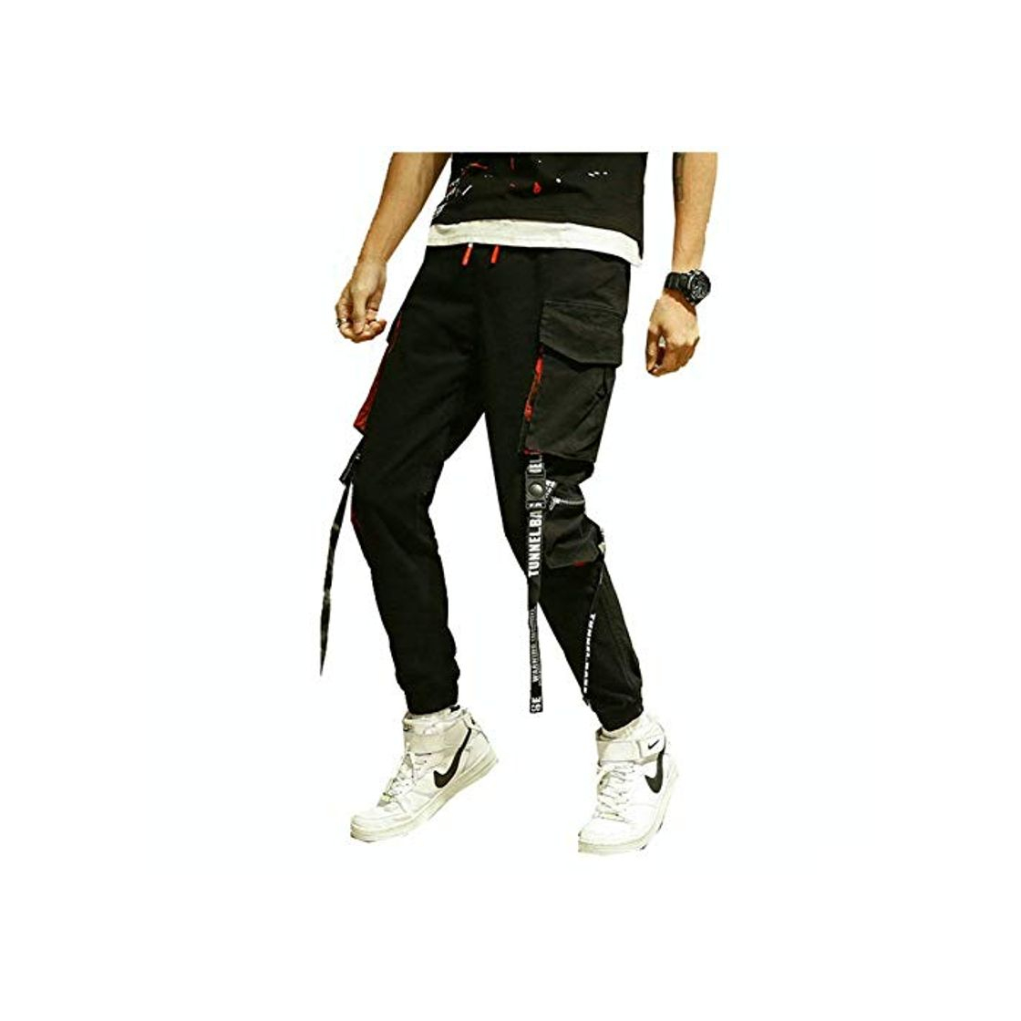 Moda YJDMJJ Pantalones de chándal Estilo Cargo de harén Personalidad Casual Joggers Hip Hop Pantalones Hombres Bolsillo Negro Pantalones Harem Hombres Ropa Moda Estilo Coreano Pantalones Masculinos